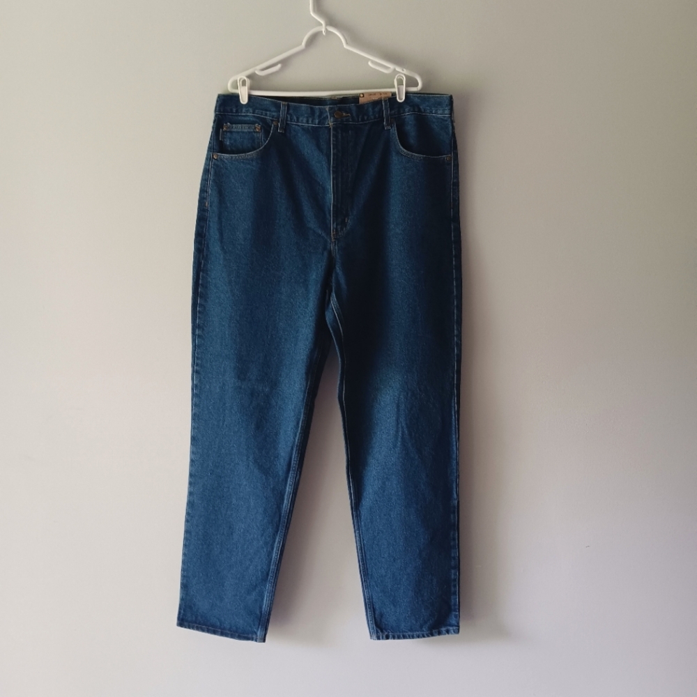 Carhartt Cotton Denim Jeans Relaxed Fit Tapered Leg Blue Dark Stone B17 42 x 36